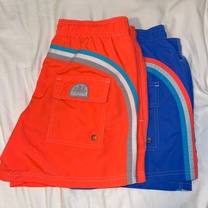 Mens Sundek Two Package Bathing Suit (Short Length) / Size: S / Orange and Blue